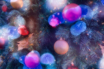 Obraz na płótnie Canvas blurry bokey christmas lights during holiday season