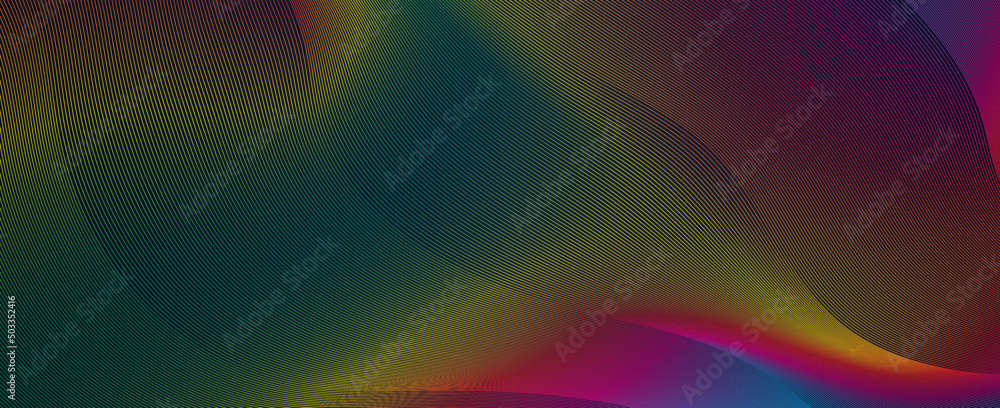 Poster Luxury background design with diagonal abstract colorful line pattern in rainbow color. Vector horizontal dark template for business banner, premium invitation, voucher, prestigious gift certificate 