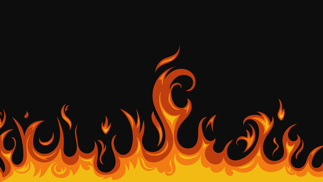 Cartoon flame, fire background. Vector illustration