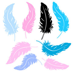Feather bundle, feather, feather clipart, feathers, feathers clipart, feather vector, feather cut file, feather silhouette © Nastasia
