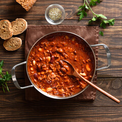 Cowboy beans in cooking pan