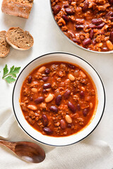 Cowboy beans with ground beef, jalapeno and bacon