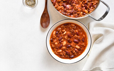 Cowboy beans with ground beef, jalapeno and bacon
