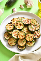 Fried zucchini on plate