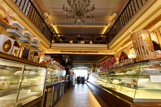 One of the oldest pastry and candy shop in Biarritz Miremont located in historic centre of Biarritz town, Basque country, France