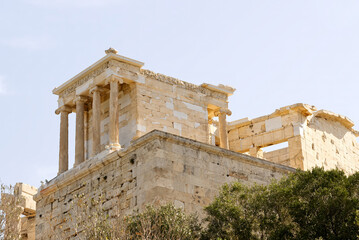 Ruins of temples on the Acropolis hill, Athens, Greece 2022