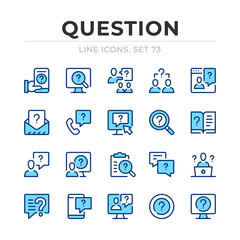 Question vector line icons set. Thin line design. Outline graphic elements, simple stroke symbols. Question icons
