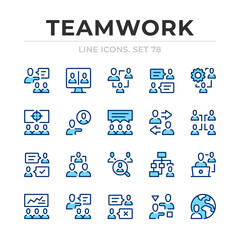 Teamwork vector line icons set. Thin line design. Outline graphic elements, simple stroke symbols. Teamwork icons