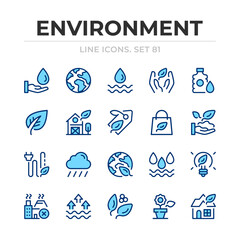 Environment vector line icons set. Thin line design. Outline graphic elements, simple stroke symbols. Environment icons