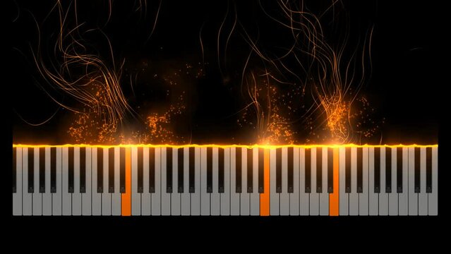 Particles floating out od piano keyboard