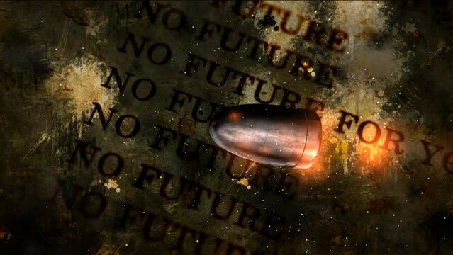 Bullet in slow motion against no future background