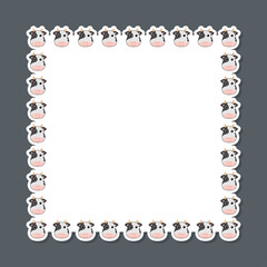 Cow with square frame for banner, poster, and greeting card