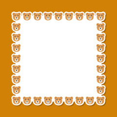 Bear with square frame for banner, poster, and greeting card