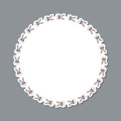 Rabbit with round frame for banner, poster, and greeting card