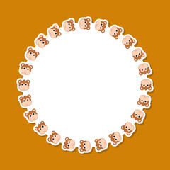 Monkey with round frame for banner, poster, and greeting card