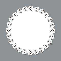 Panda with round frame for banner, poster, and greeting card