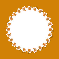 Deer with round frame for banner, poster, and greeting card