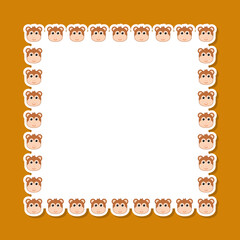 Monkey with square frame for banner, poster, and greeting card