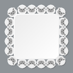 Sheep with square frame for banner, poster, and greeting card