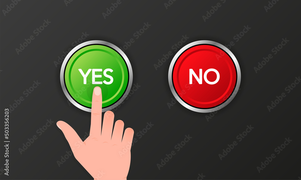 Aufkleber check mark button with yes and no. flat simple style trend modern red and green checkmark