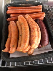 sausages on grill