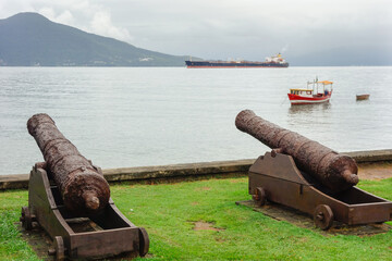 old cannons in Ilhabela island in Sao Paulo coastline, Brazil