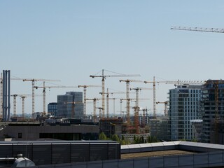 Baustelle Hafencity mit Baukr&auml;nen