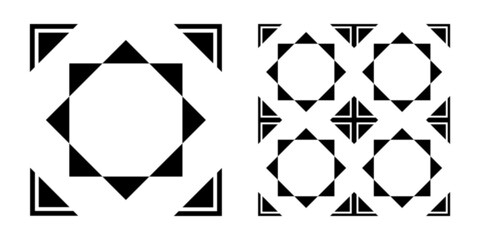 Black and white tiles. Geometric seamless pattern  - obrazy, fototapety, plakaty