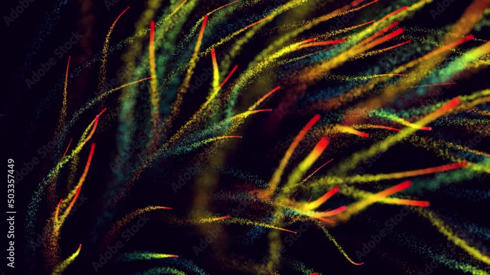 Poster magic particles form beatuful trails. swirl structure. 3d render abstract colorful explosion with lu