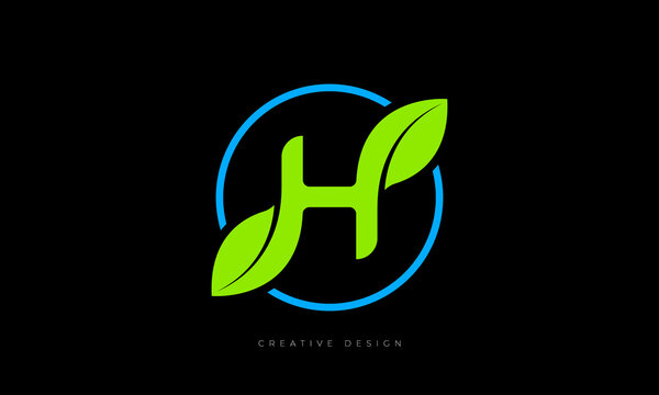 Letter H leaf brand logo concept