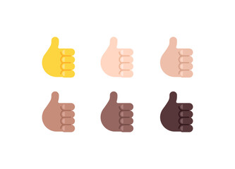 All Skin Tones Thumbs Up Gesture Emoticon Set. Thumbs Up Emoji Set
