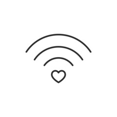 Search for love, wi-fi and heart icon. High quality black vector illustration..