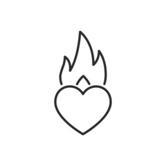 Burning heart icon. High quality black vector illustration..