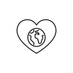 Heart and earth icon. High quality black vector illustration..