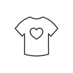 T-shirt with heart icon. High quality black vector illustration..