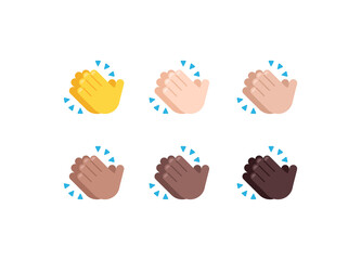 All Skin Tones Clapping Hands Gesture Emoticon Set. Clapping Hands Emoji Set - obrazy, fototapety, plakaty