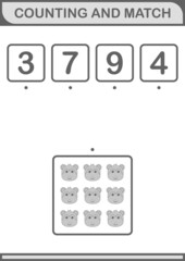 Counting and match Monkey face. Worksheet for kids