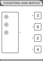 Counting and match Chicken face. Worksheet for kids