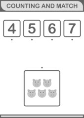 Counting and match Pig face. Worksheet for kids