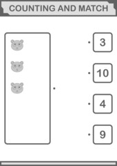 Counting and match Panda face. Worksheet for kids