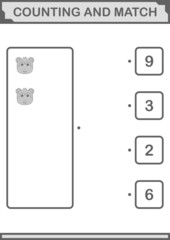 Counting and match Monkey face. Worksheet for kids