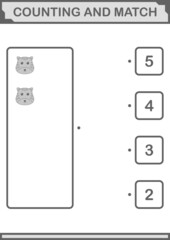 Counting and match Tiger face. Worksheet for kids