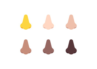 All Skin Tones Nose Emoticon Set. Human Nose Emoji Set