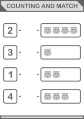 Counting and match Tiger face. Worksheet for kids