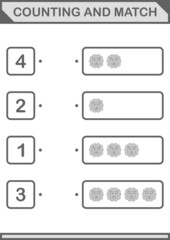 Counting and match Lion face. Worksheet for kids