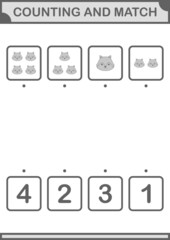 Counting and match Fox face. Worksheet for kids