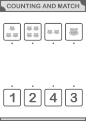 Counting and match Skunk face. Worksheet for kids