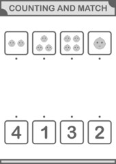 Counting and match Chicken face. Worksheet for kids