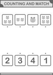 Counting and match Frog face. Worksheet for kids