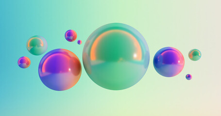 3D render of Abstract background with dynamic 3d spheres. falling 3d balls.